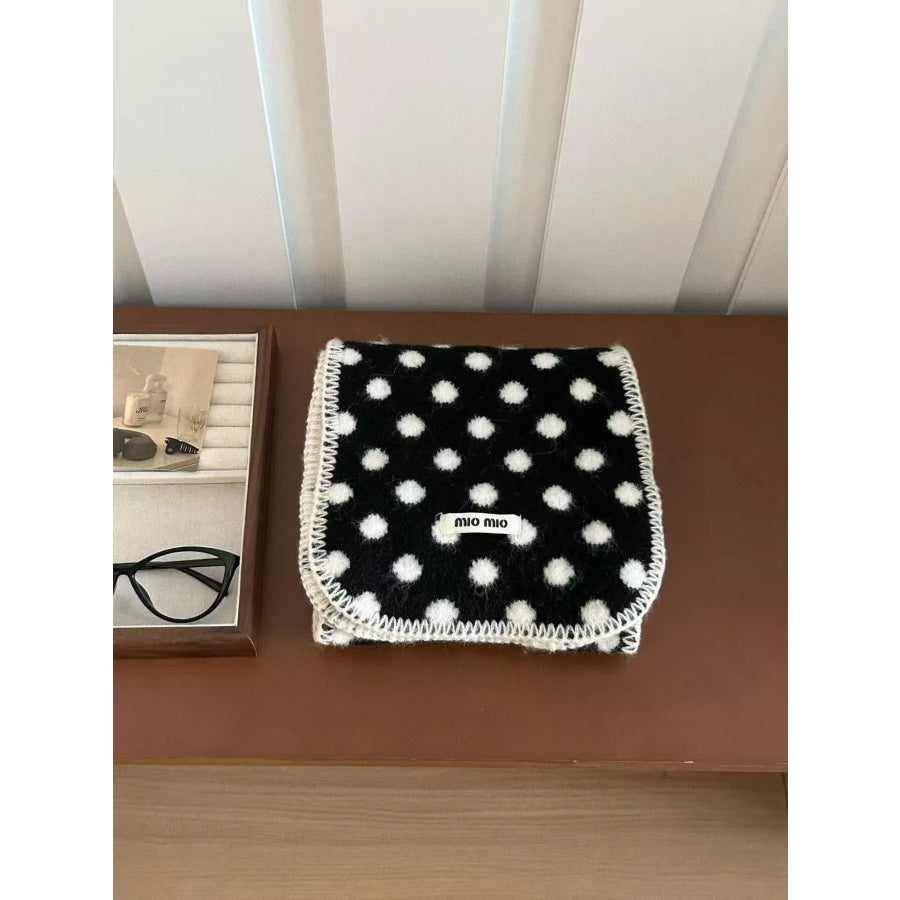 Polka Dot Warm Scarf Black / One Size Apparel and Accessories