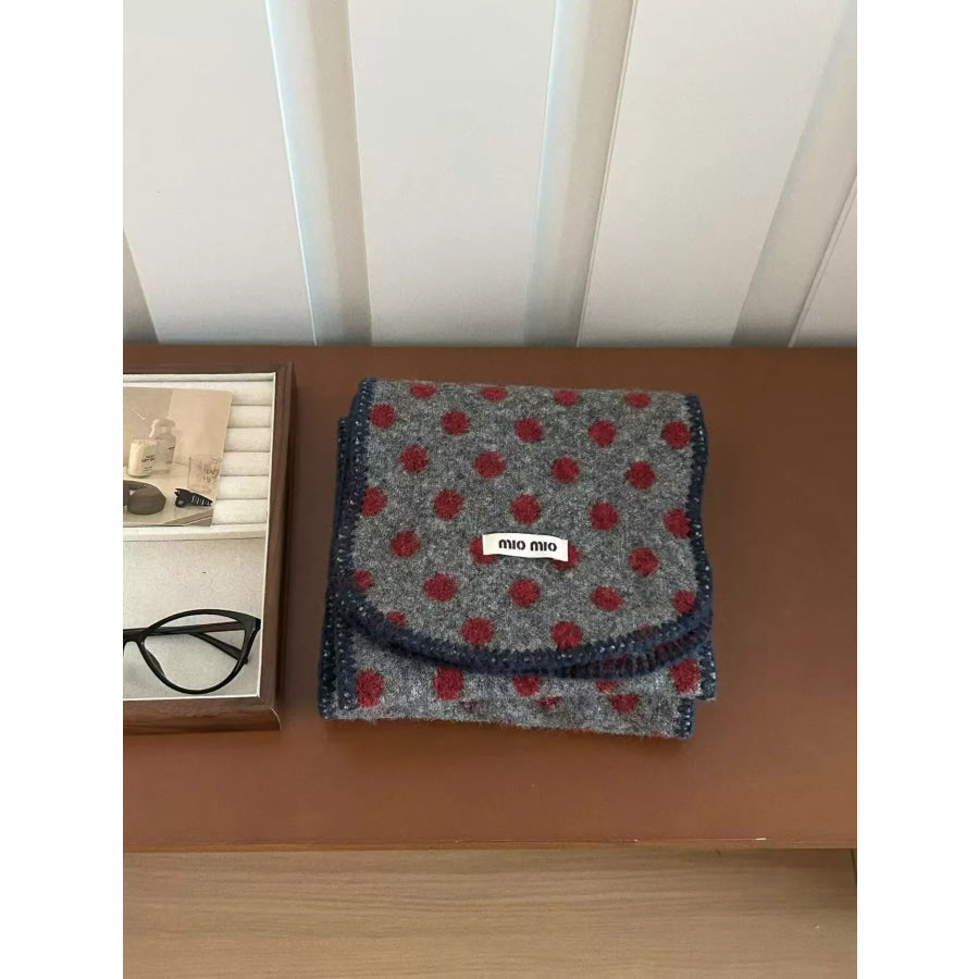 Polka Dot Warm Scarf Red / One Size Apparel and Accessories