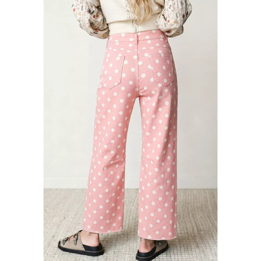 Polka Dot Wide Leg Jeans Apparel and Accessories