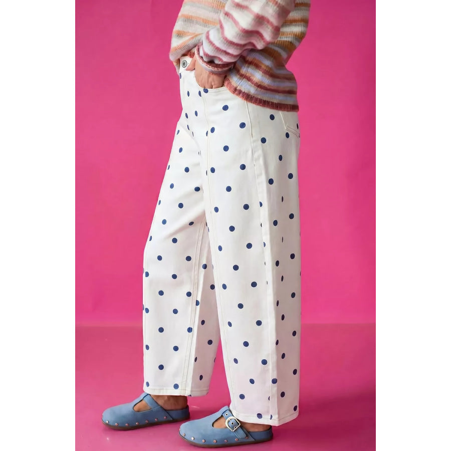 Polka Dot Wide-Leg Jeans Apparel and Accessories