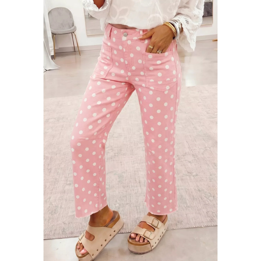 Polka Dot Wide Leg Jeans Apparel and Accessories