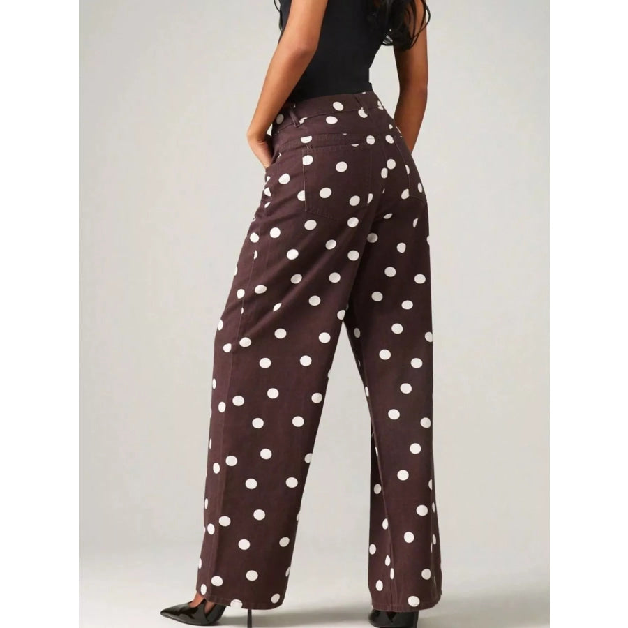 Polka Dot Wide-Leg Jeans Apparel and Accessories