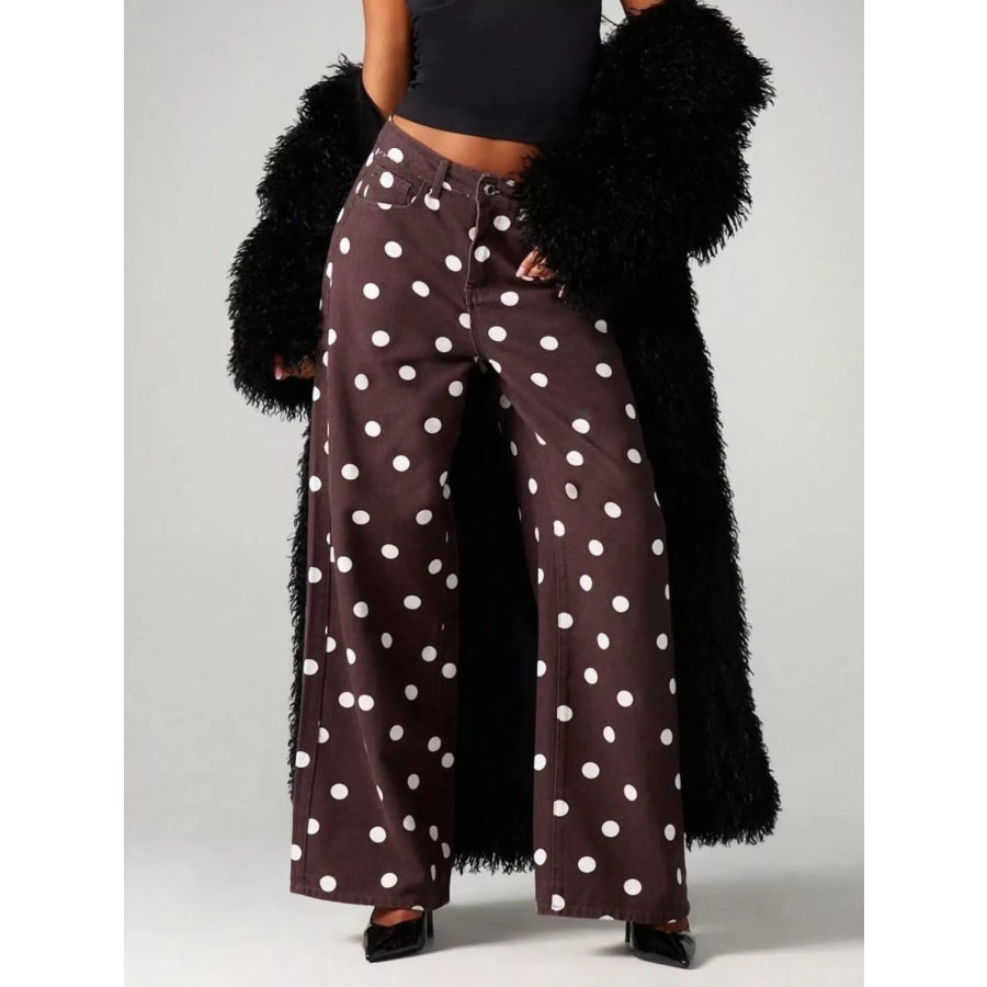 Polka Dot Wide-Leg Jeans Apparel and Accessories