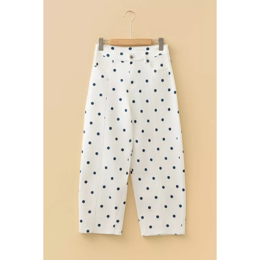 Polka Dot Wide-Leg Jeans Apparel and Accessories