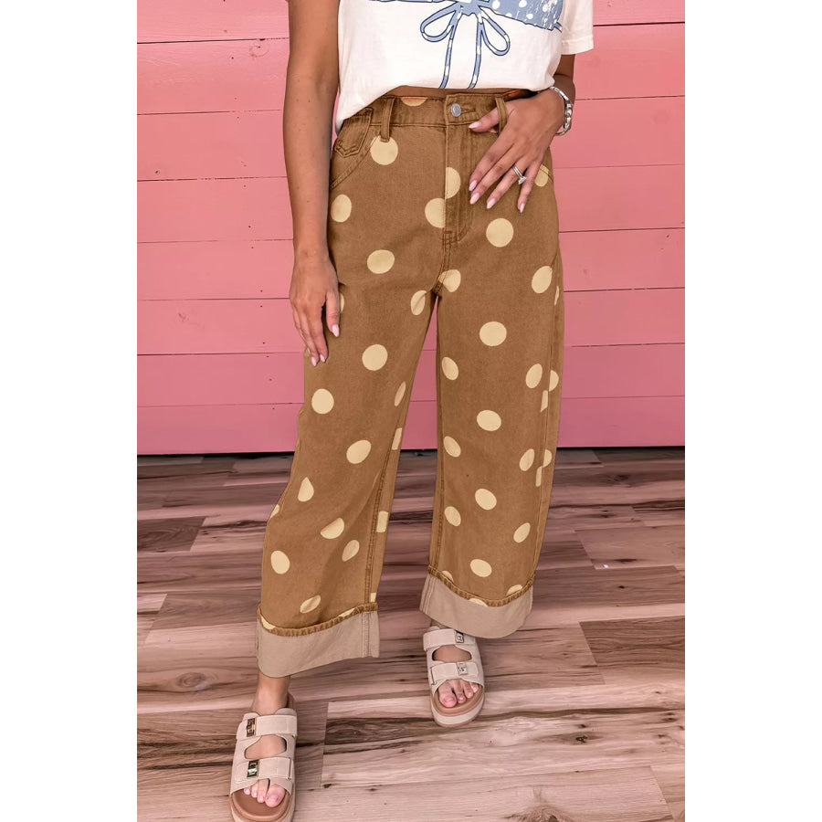 Polka Dot Wide Leg Jeans Apparel and Accessories