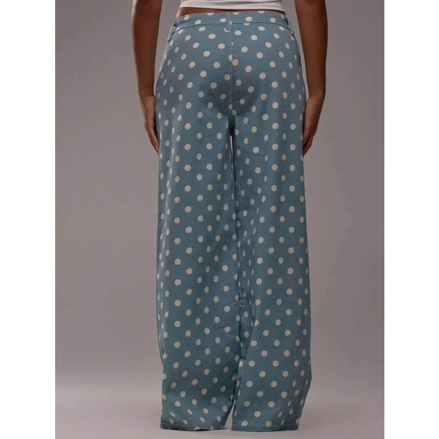 Polka Dot Wide Leg Jeans Apparel and Accessories