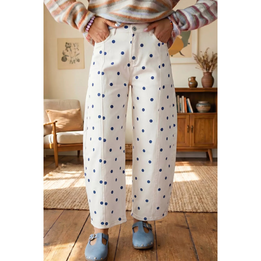 Polka Dot Wide-Leg Jeans Apparel and Accessories