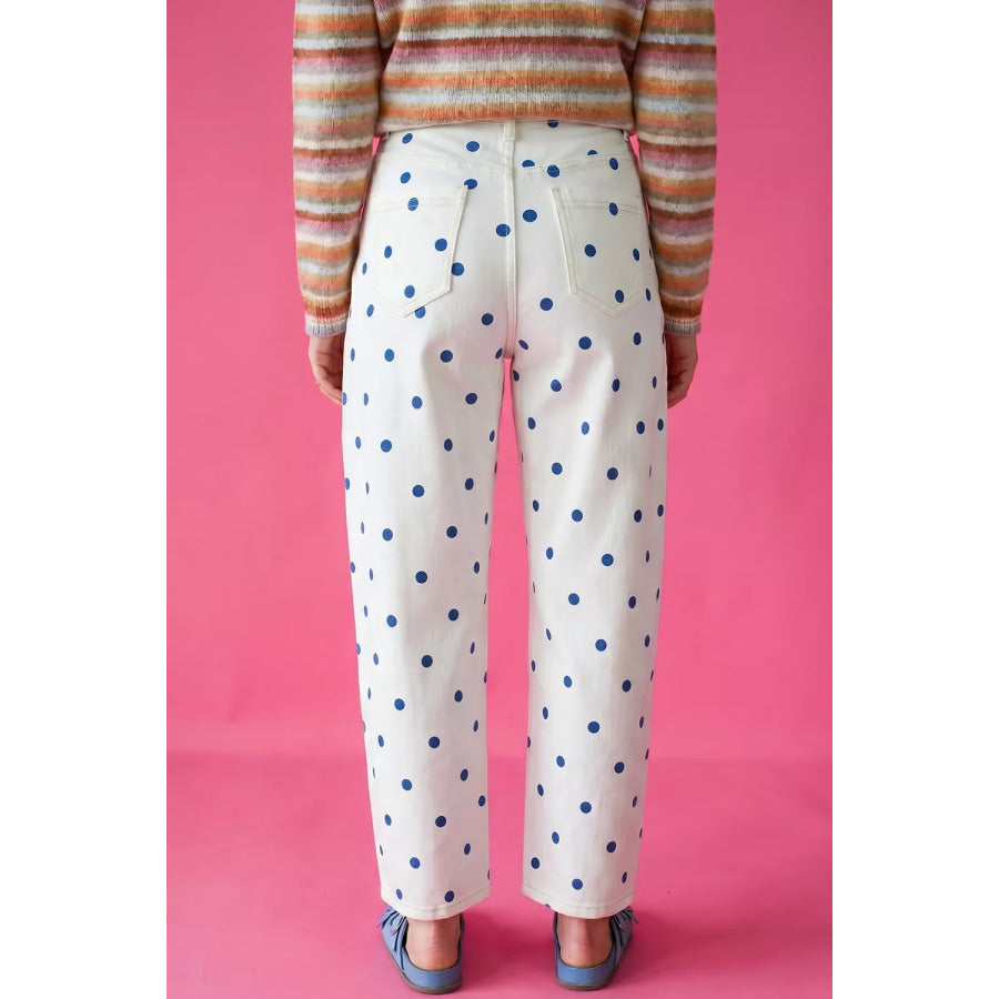 Polka Dot Wide-Leg Jeans Apparel and Accessories