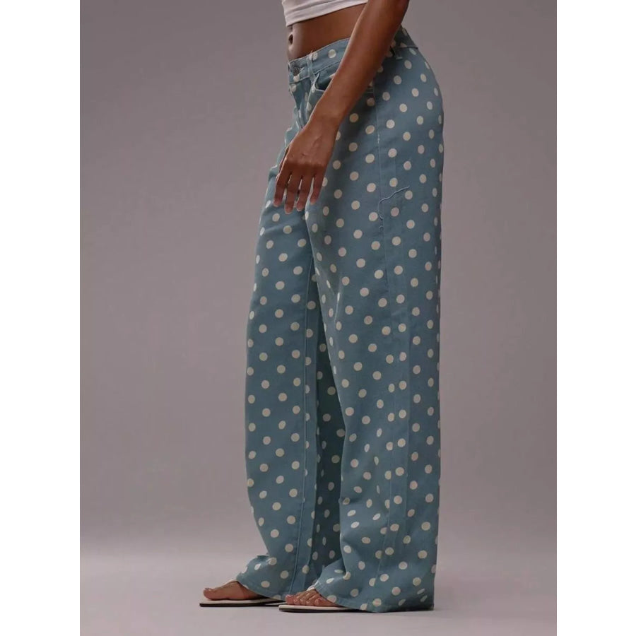 Polka Dot Wide Leg Jeans Apparel and Accessories