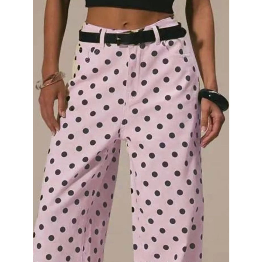 Polka Dot Wide Leg Jeans Apparel and Accessories