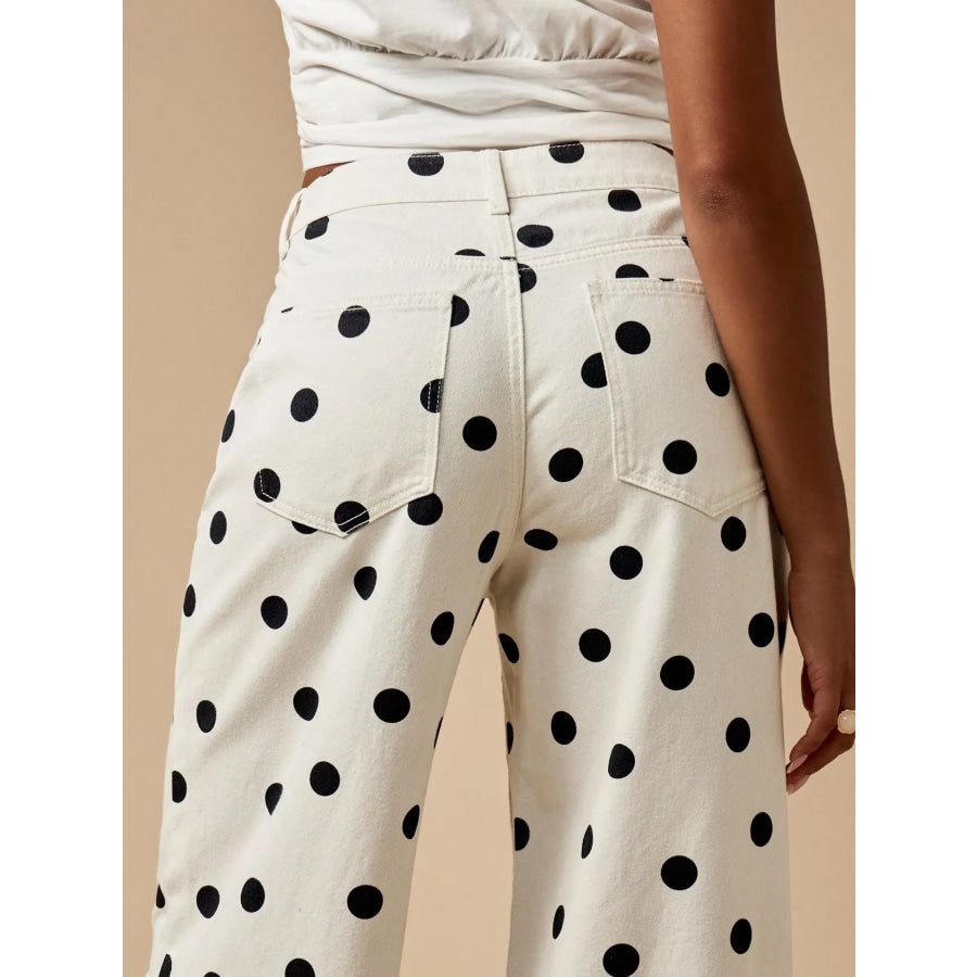 Polka Dot Wide-Leg Jeans Apparel and Accessories