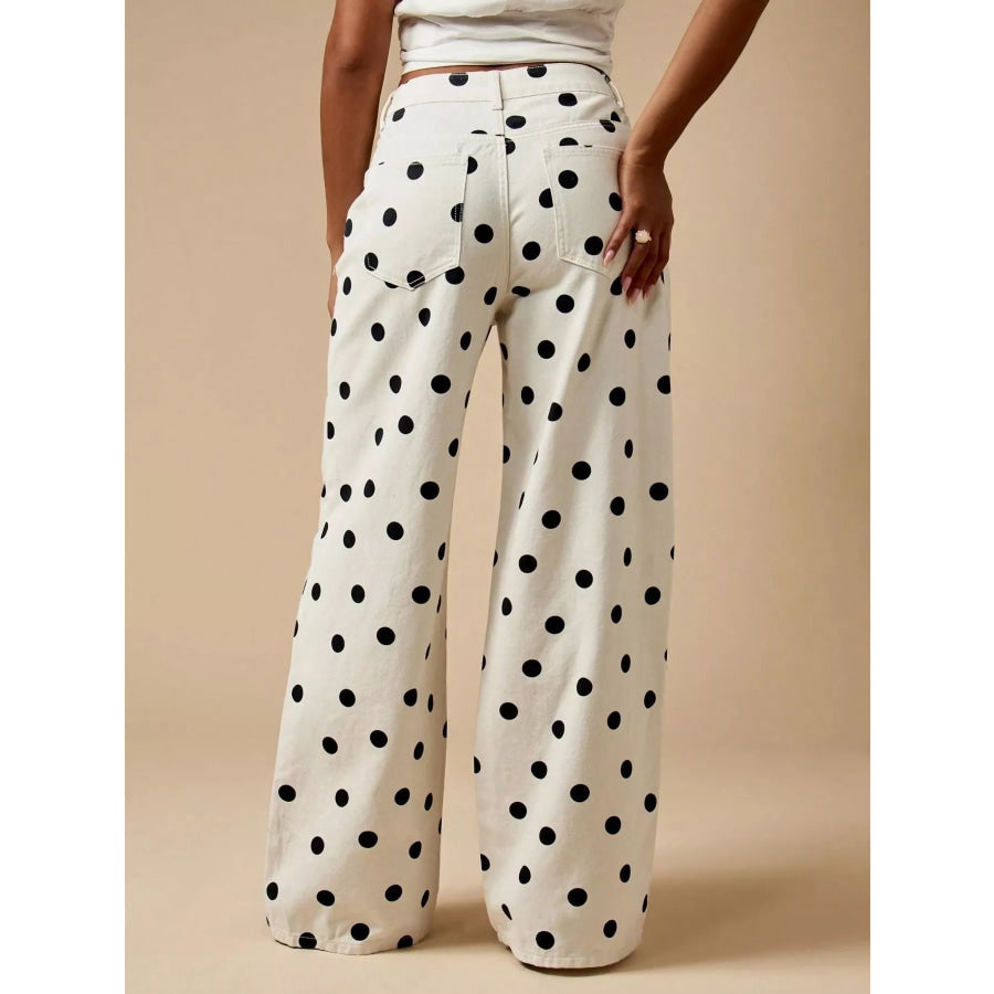 Polka Dot Wide-Leg Jeans Apparel and Accessories