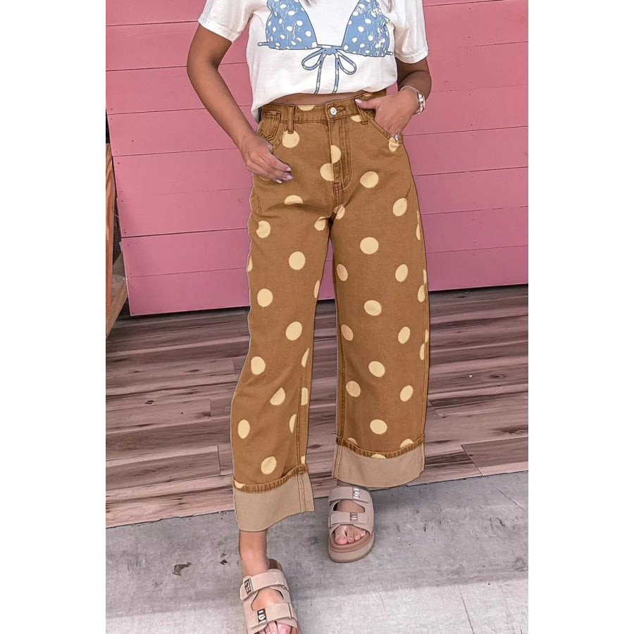 Polka Dot Wide Leg Jeans Apparel and Accessories