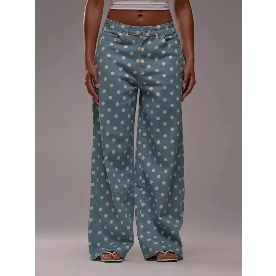 Polka Dot Wide Leg Jeans Apparel and Accessories