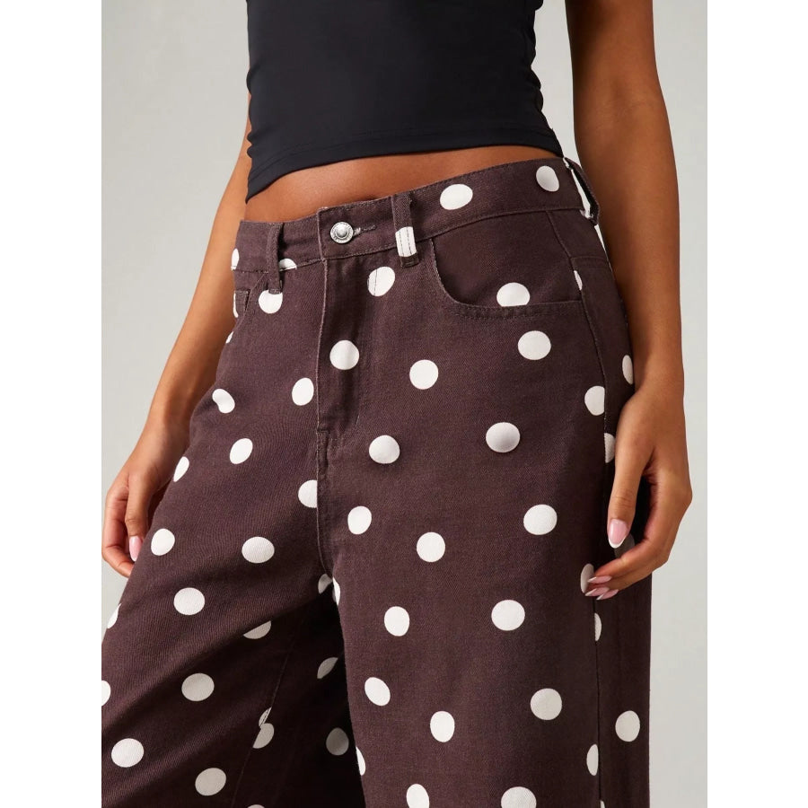 Polka Dot Wide-Leg Jeans Apparel and Accessories