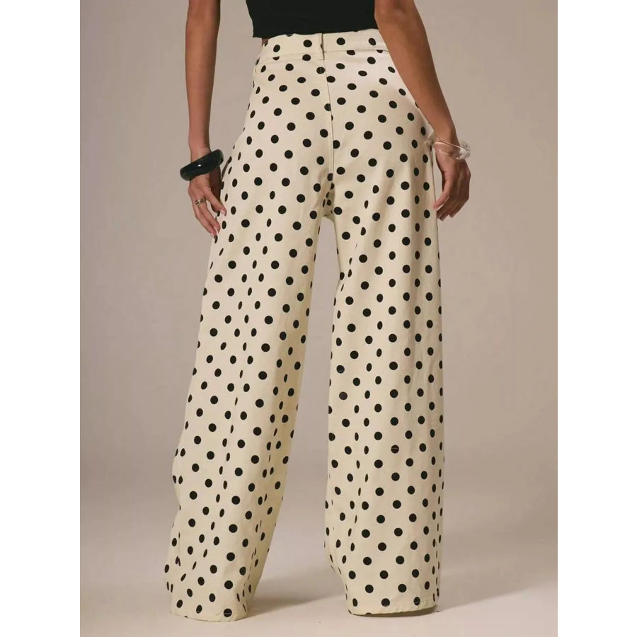 Polka Dot Wide Leg Jeans Apparel and Accessories