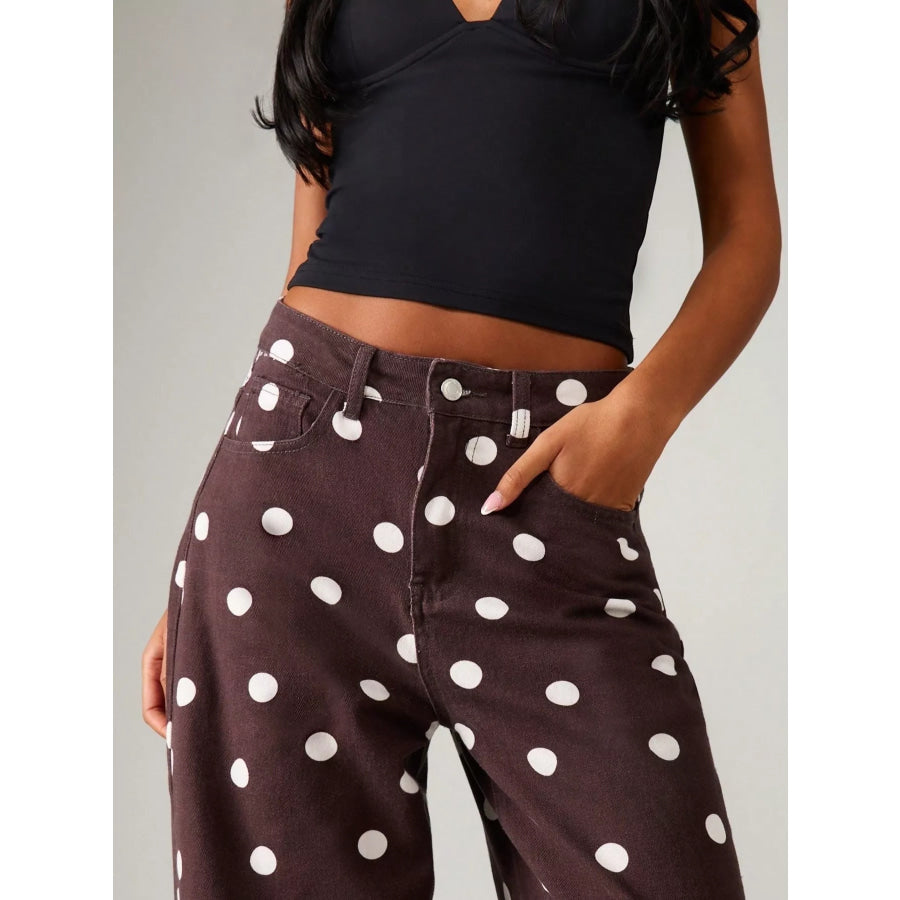 Polka Dot Wide-Leg Jeans Apparel and Accessories