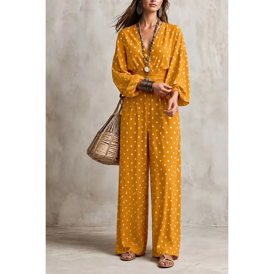 Polka Dot Wide-Leg Jumpsuit Apparel and Accessories