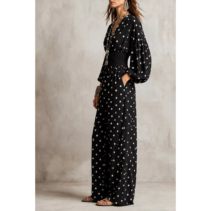 Polka Dot Wide-Leg Jumpsuit Apparel and Accessories