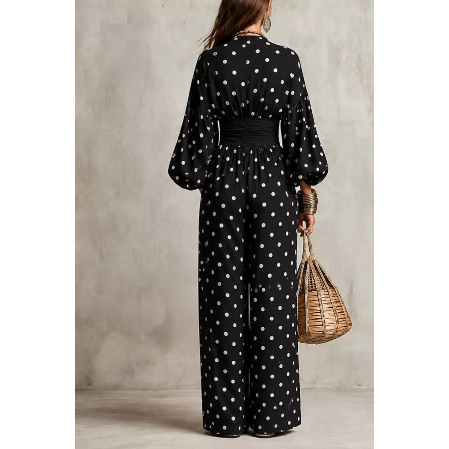 Polka Dot Wide-Leg Jumpsuit Apparel and Accessories