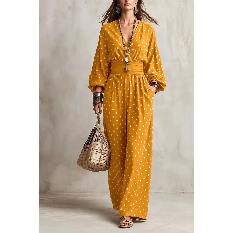 Polka Dot Wide-Leg Jumpsuit Apparel and Accessories