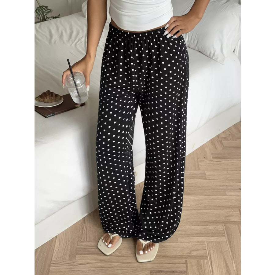 Polka Dot Wide-Leg Pants Apparel and Accessories