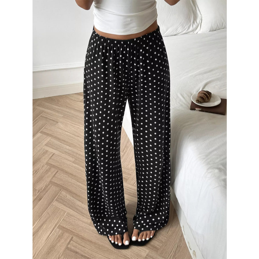 Polka Dot Wide-Leg Pants Apparel and Accessories