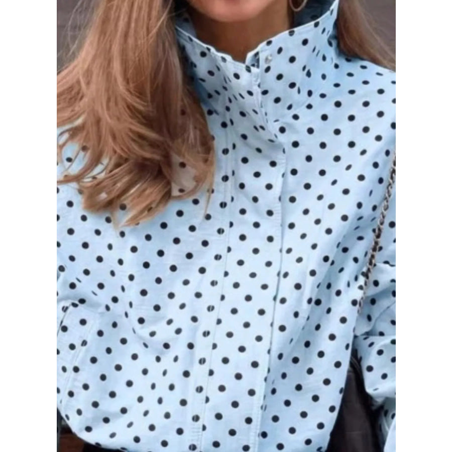 Polka Dot Zip Up Casual Jacket Apparel and Accessories