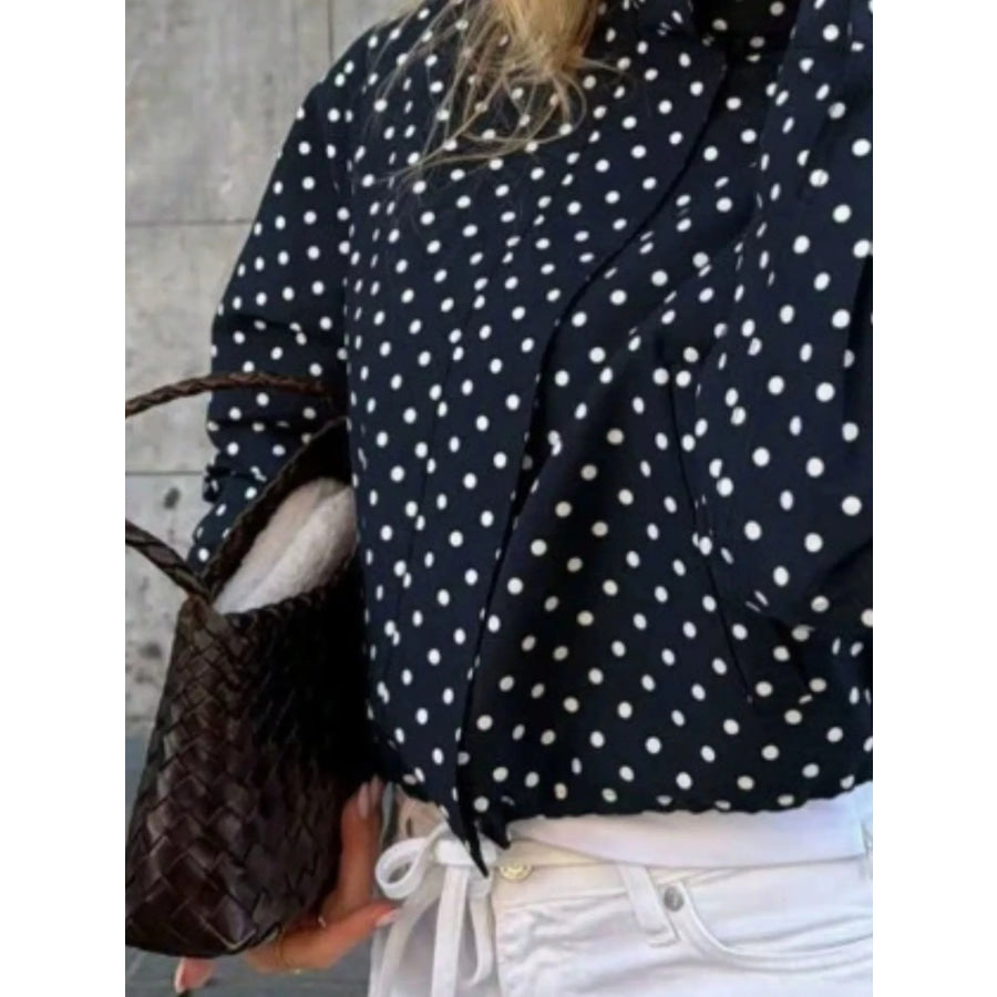 Polka Dot Zip Up Casual Jacket Apparel and Accessories