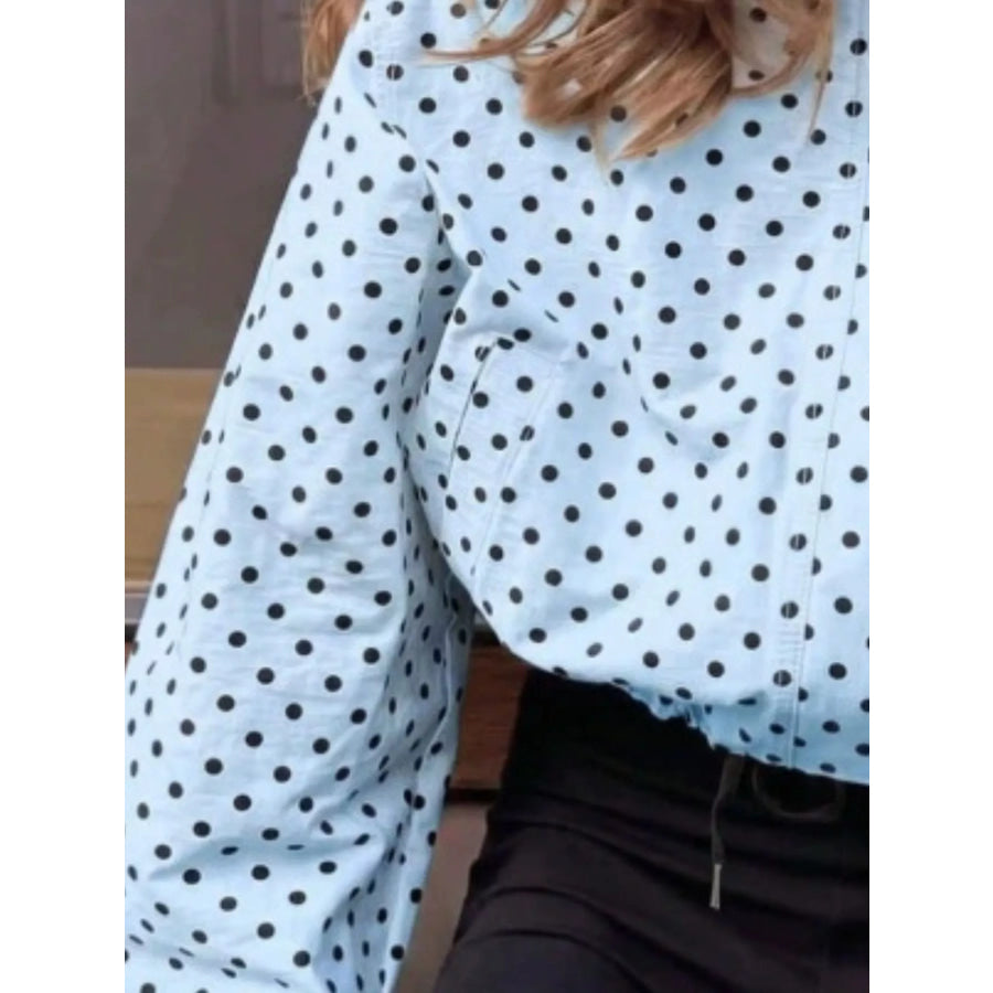 Polka Dot Zip Up Casual Jacket Apparel and Accessories
