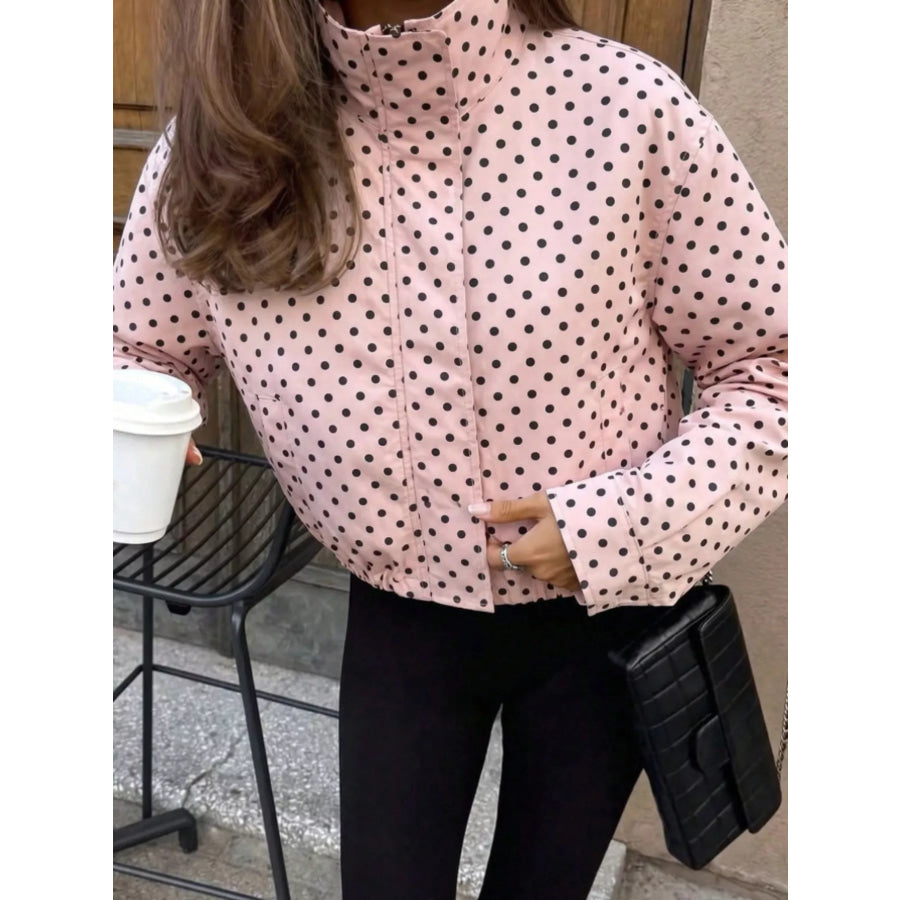 Polka Dot Zip Up Casual Jacket Apparel and Accessories