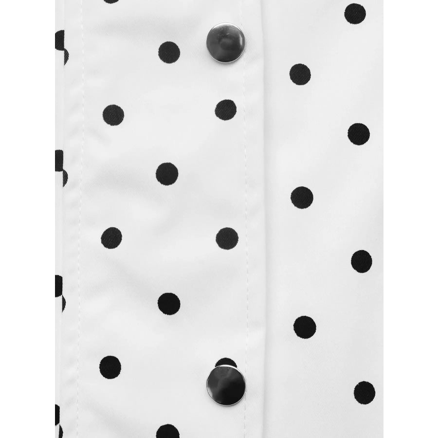 Polka Dot Zip Up Cropped Jacket Apparel and Accessories