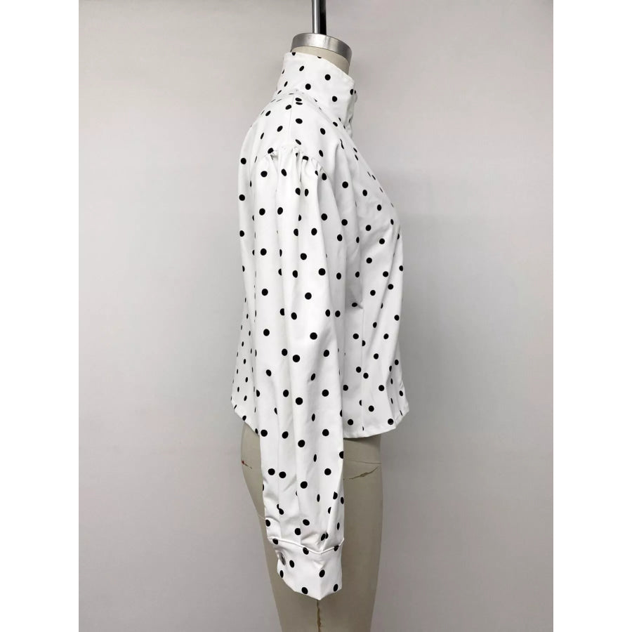 Polka Dot Zip Up Cropped Jacket Apparel and Accessories