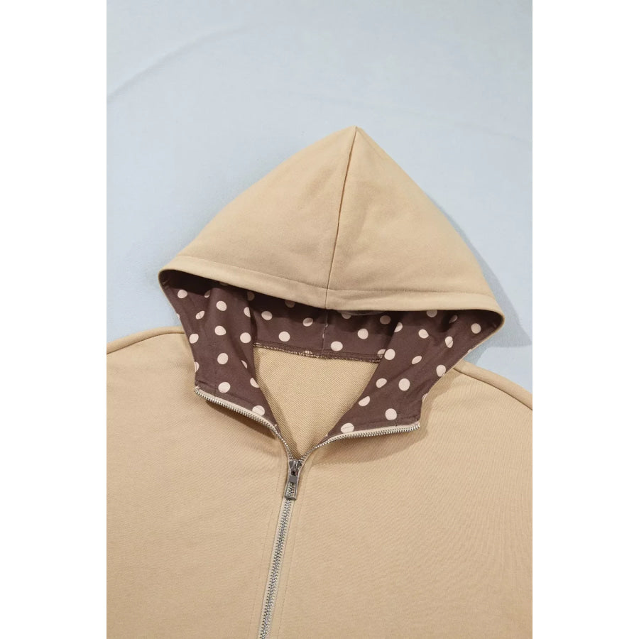 Polka Dot Zip-Up Hoodie Apparel and Accessories