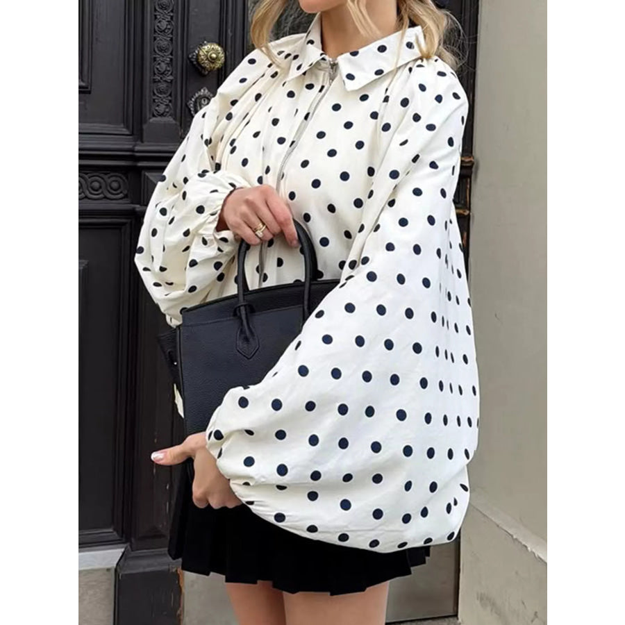 Polka Dot Zip-Up Jacket Apparel and Accessories