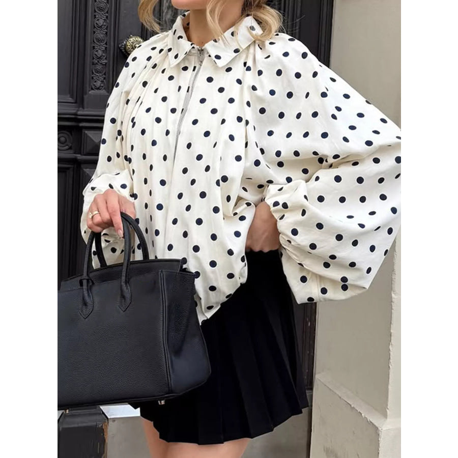 Polka Dot Zip-Up Jacket Apparel and Accessories