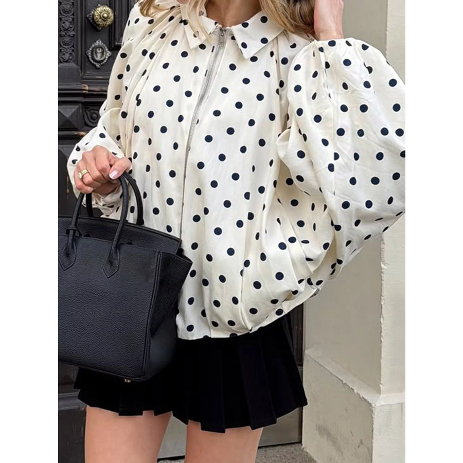 Polka Dot Zip-Up Jacket Apparel and Accessories