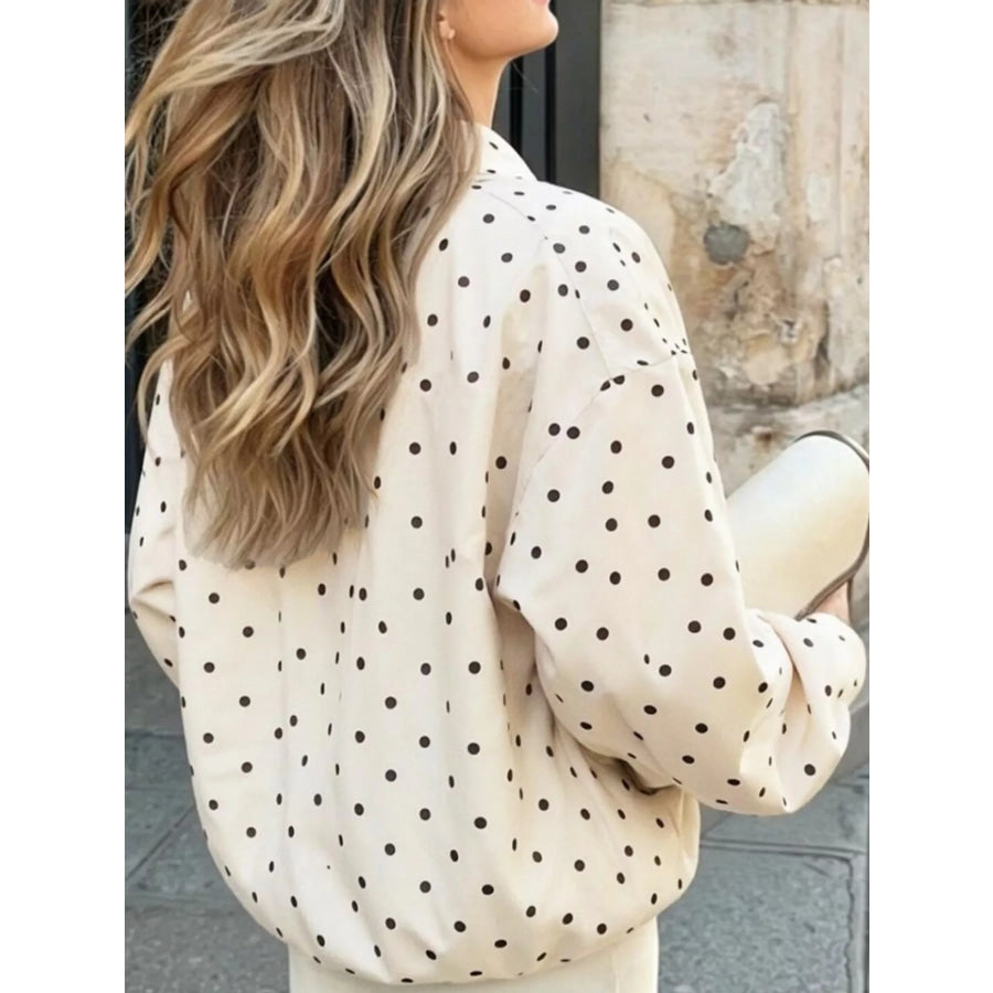 Polka Dot Zip Up Jacket Apparel and Accessories