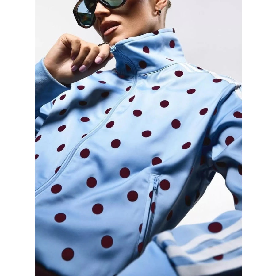 Polka Dot Zip Up Outerwear and Pants Set Apparel and Accessories