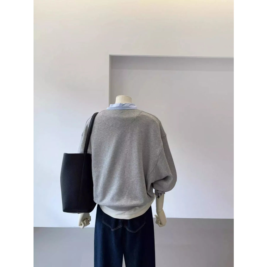 Polo-Collar Layered-Look Sweatshirt Apparel and Accessories