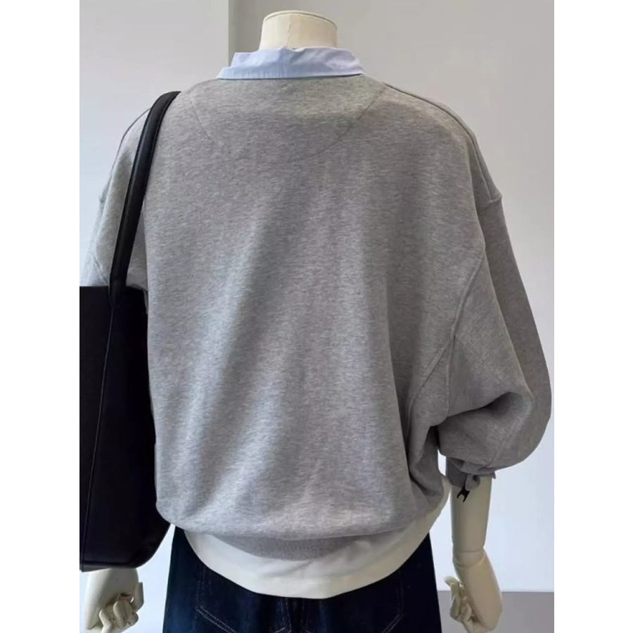 Polo-Collar Layered-Look Sweatshirt Apparel and Accessories