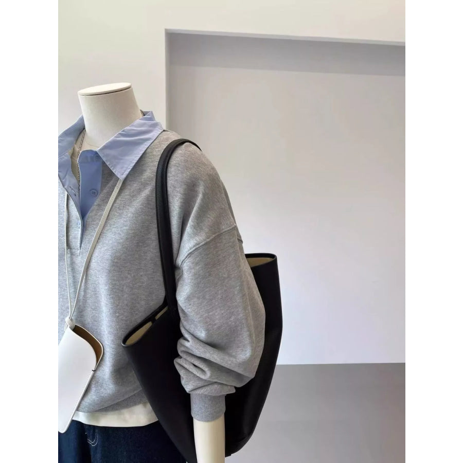 Polo-Collar Layered-Look Sweatshirt Apparel and Accessories