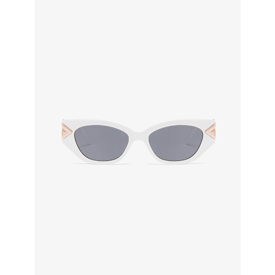 Polycarbonate Frame Cat-Eye Sunglasses White / One Size Apparel and Accessories