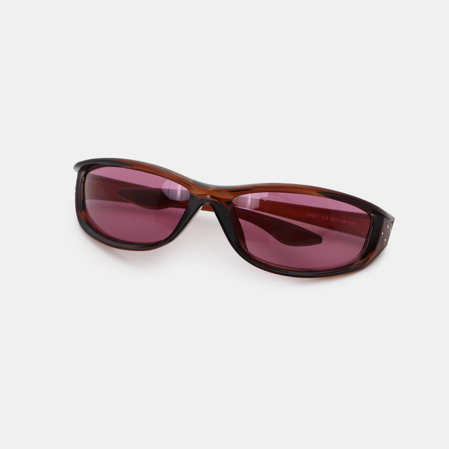 Polycarbonate Frame Rectangle Sunglasses Brown / One Size Apparel and Accessories