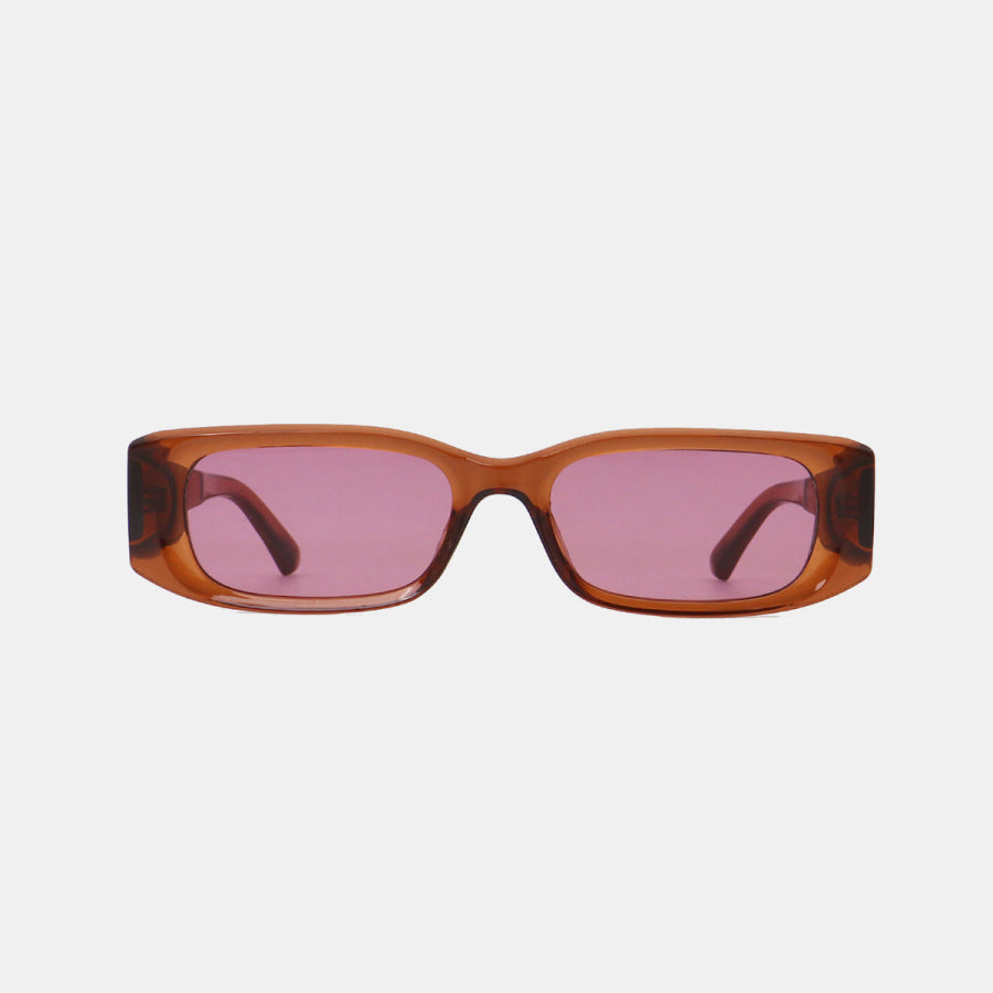Polycarbonate Frame Rectangle Sunglasses Caramel / One Size Apparel and Accessories