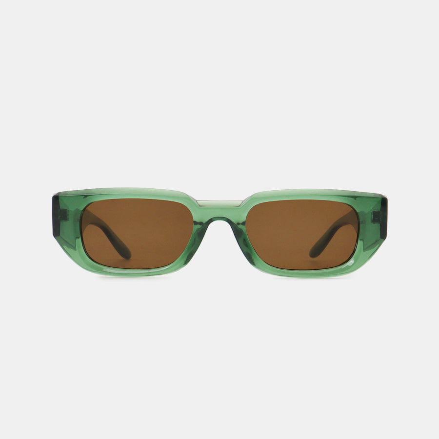 Polycarbonate Frame Rectangle Sunglasses Green / One Size Apparel and Accessories