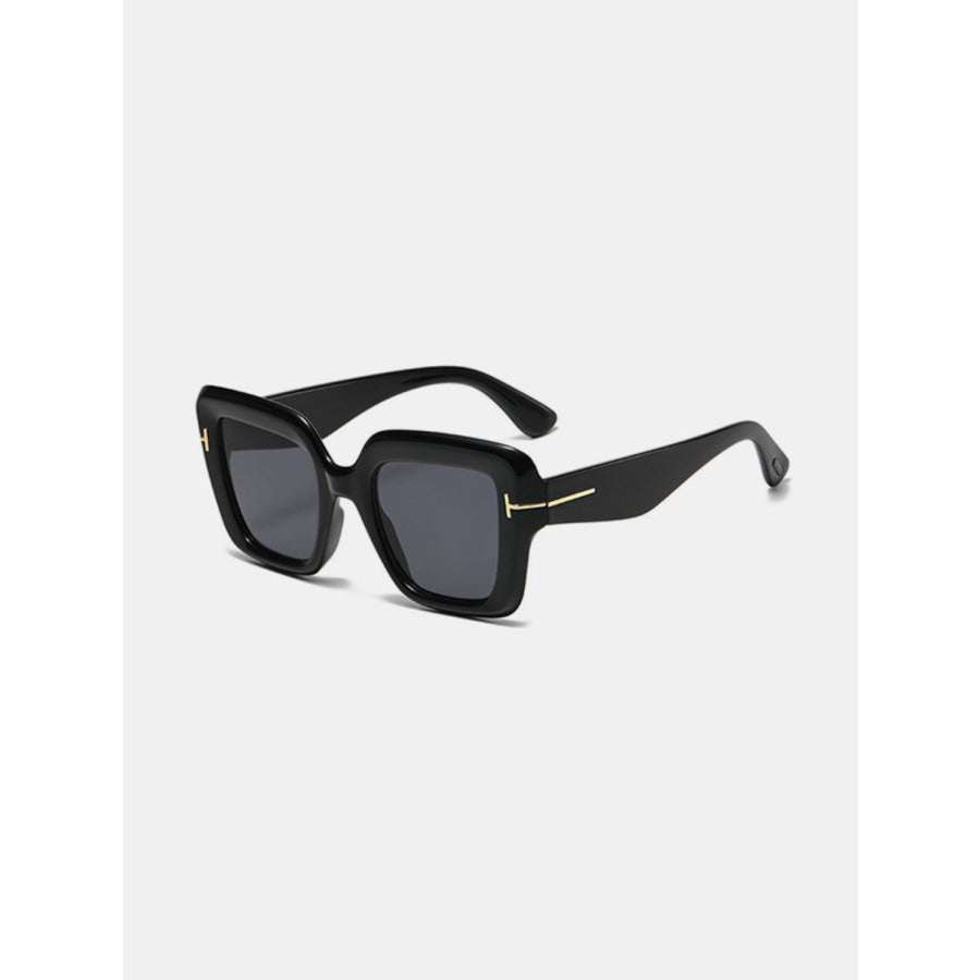 Polycarbonate Frame Square Sunglasses Black / One Size Apparel and Accessories