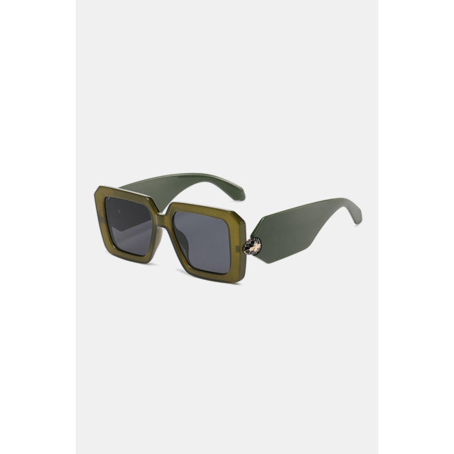 Polycarbonate Frame Square Sunglasses Moss / One Size Apparel and Accessories