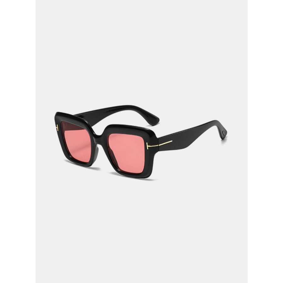 Polycarbonate Frame Square Sunglasses Strawberry / One Size Apparel and Accessories