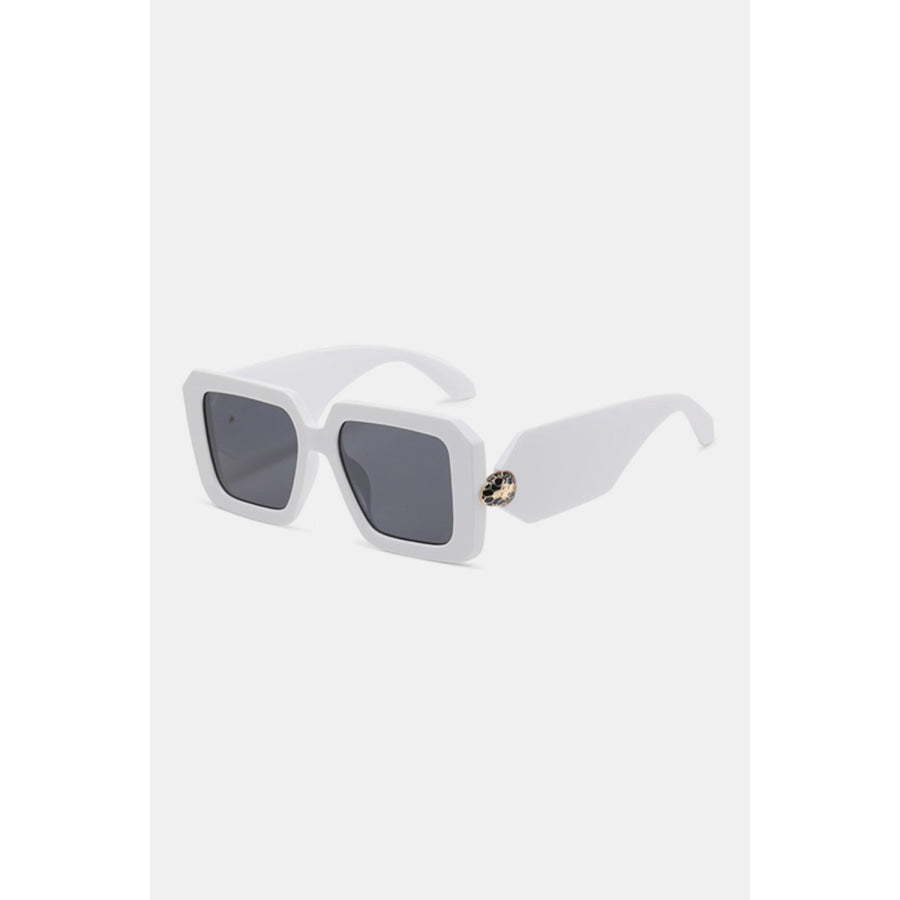 Polycarbonate Frame Square Sunglasses White / One Size Apparel and Accessories